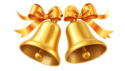 Bells with Ribbon, Isolated on Transparent Background