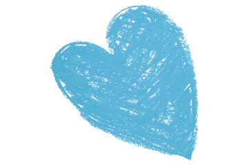 Valentine's Day Chalk Crayon Light Blue Heart Shape Illustration Isolated on Transparent Background
