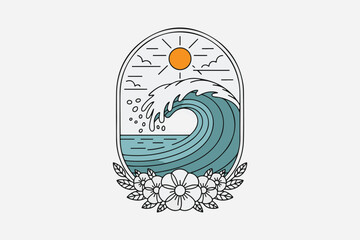 Minimalist Sea Wave Design Illustration Vector