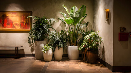 Fototapeta premium Collection of indoor potted plants in sunlight near window – cozy home gardening and interior decoration concept