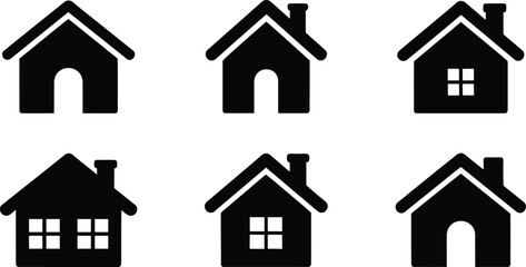 Collection of house icons representing home real estate or architecture