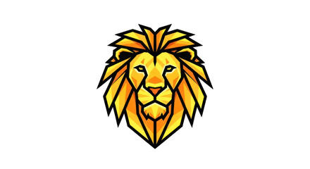 Geometric golden lion head illustration on transparent background