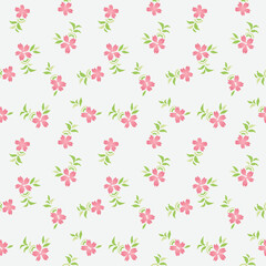 Japanese Pretty Flower Leaf Vector Seamless Pattern
