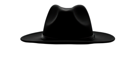 Elegant fedora hat silhouette on transparent background studio shot