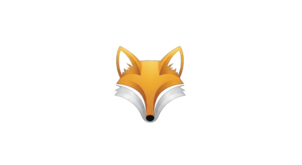 Stylized fox head illustration on transparent background for design and projects