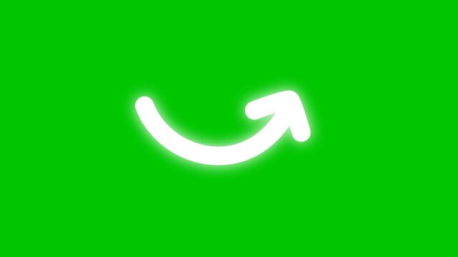 pack arrow glow pointing animation. Download sign on green background.