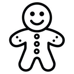 Black line art gingerbread man cookie design