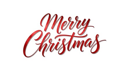 Elegant red calligraphy lettering that says merry christmas with a festive watercolor texture and a white background perfect for holiday greetings and decorations