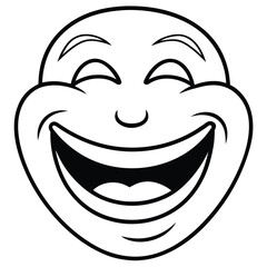 A joyful face with closed eyes and wide grin