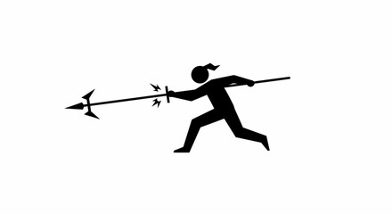 Dynamic silhouette of a fencer in action with a foil weapon displaying athleticism and competitive spirit isolated on white background