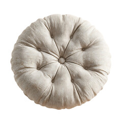 Obraz premium Round tufted cushion with button detail isolated on dark surface