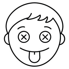 Minimalist face with tongue out and crossed eyes