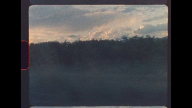 Vintage 8mm footage of French vineyard in Provence seen from moving car at golden hour with retro film grain and analog texture