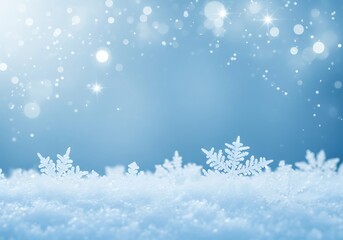 Naklejka premium Snowflake On Natural Snowdrift Close Up, Christmas And Winter Background