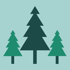 Minimalist silhouette of three christmas trees