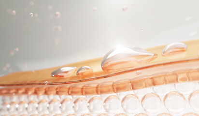 3D cross-section of skin layers showing serum absorption and collagen cell structure. Perfect for skincare, anti-aging, or beauty science visuals.