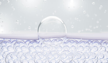 3D serum bubble penetrating skin layers, symbolizing deep hydration, smoothness, and skincare moisture barrier technology.