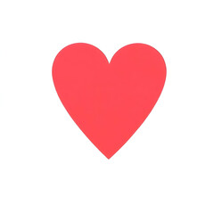 A bright red heart stands boldly against a clean white background