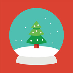 Minimalist snow globe with small christmas tree design