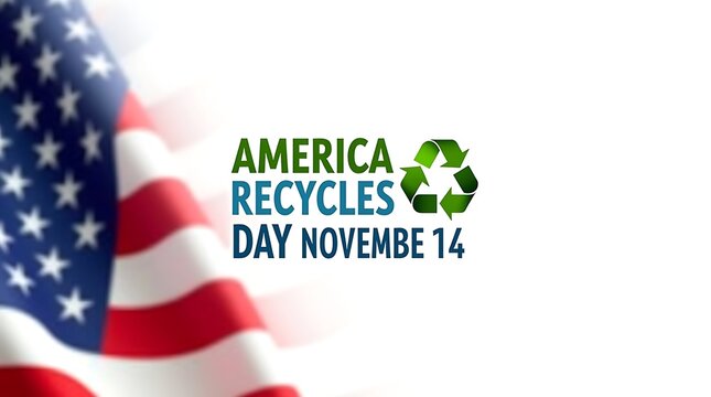 America recycles day november 14th with us flag and recycling symbol