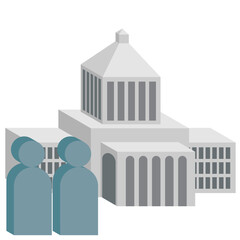 シンプルな国会議事堂と国会議員