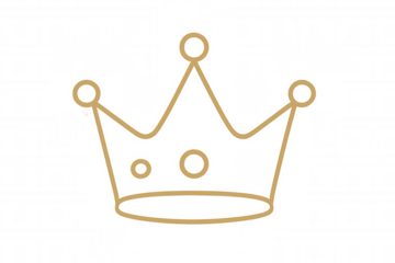 Golden crown line art icon symbolizing royalty, leadership, and success on transparent background