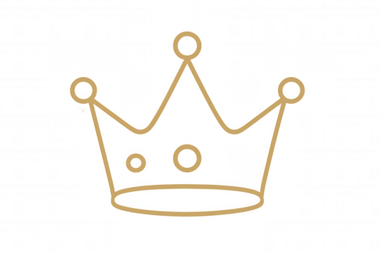 Golden crown line art icon symbolizing royalty, leadership, and success on transparent background - Powered by Adobe