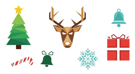 Festive Geometric Christmas Icon Set Holiday Cheer in Vector Design
