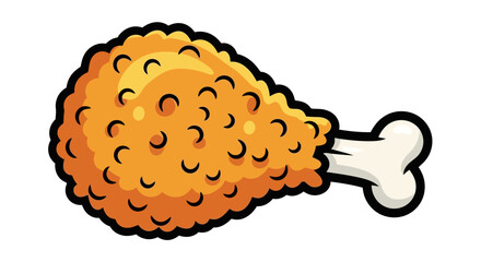 Crispy Fried Chicken Leg Cartoon Style