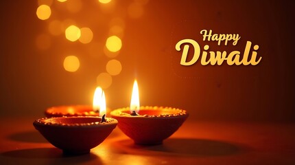 Warm glowing diyas and bokeh lights celebrate the auspicious festival of diwali