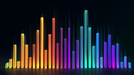Abstract Neon Rainbow Bars: Vibrant, Energetic, Data Visualization Background