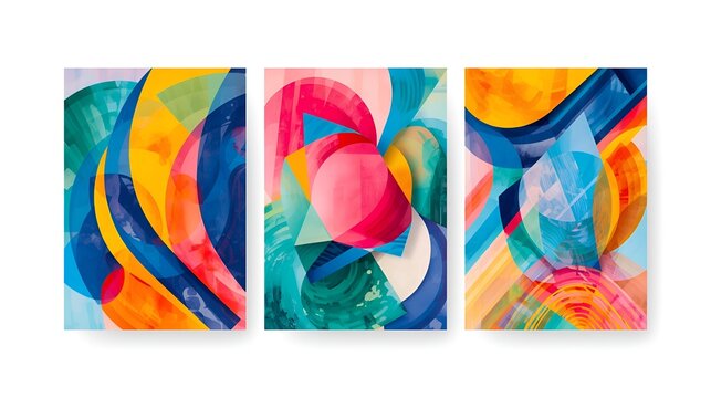 Lucid Origin Three Vibrant Abstract Posters with the Effect of 3 &ndash; Picsart AI Image Enhancer