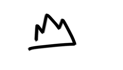 Brush Stroke Mountain PNG – Hand Drawn Abstract Peak, Minimalist Crown Shape, Modern Art