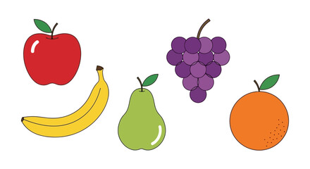 Assortment of Fresh Fruits Including Apple Banana Pear Grapes and Orange.