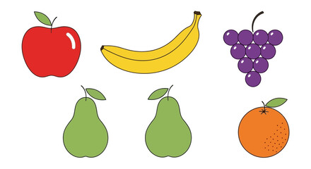 Colorful collection of various fruit vector illustrations isolated.