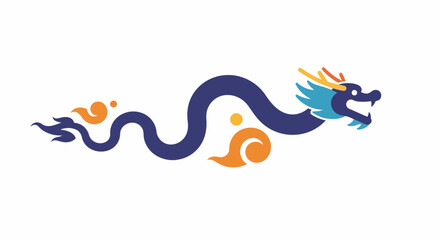 Whimsical chinese dragon illustration with colorful clouds symbolizing luck prosperity and strength traditional asian art festive celebration isolated on white background