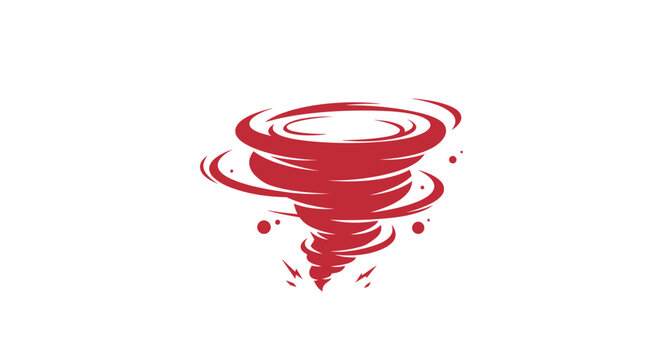 Dynamic red tornado swirl isolated on white energetic vortex motion abstract weather phenomenon isolated on white background