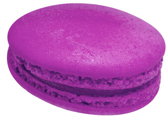 Purple Blueberry macaron with gold leaf topping. Elegant French dessert  isolate on white background with clipping path. Premium sweet bakery concept.PNG File.