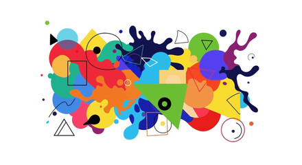 Abstract colorful shapes and elements on a white background with dynamic design composition and creative pattern