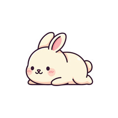 Adorable Cream-Colored Cartoon Bunny Rabbit with Pink Cheeks, Illustrating Cuteness and Playfulness in a Simple, Delightful Graphic Style, Perfect for Children's Content and Whimsical Designs