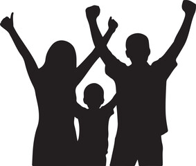 Happy New Year Family Celebration Silhouette Vector