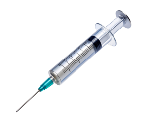 Medical syringe isolated on transparent