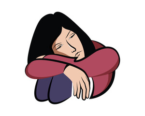 Depressed and Sad Woman Illustration