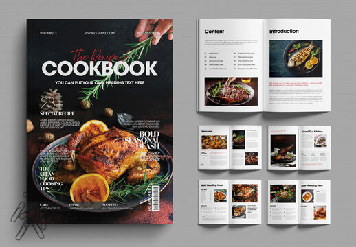 Modern Cookbook Magazine Layout for Recipes