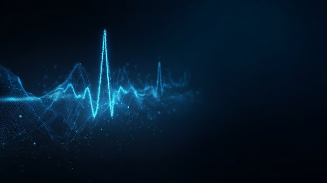Abstract Blue Digital Heartbeat: Futuristic Medical Technology Background