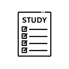 Study checklist with checkboxes in minimalist black and white style  