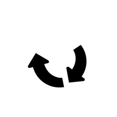 A minimalist black icon depicts two curved arrows in a continuous, circular motion, symbolizing refresh, reload, or an ongoing process.