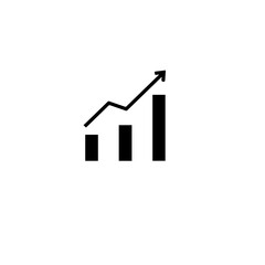 A sleek black icon depicting an upward-trending bar graph, symbolizing financial growth, business success, and positive market trends.