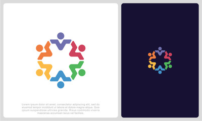 Abstract people colorful logo icon design minimal style illustration. community logo icon vector isolated.	
