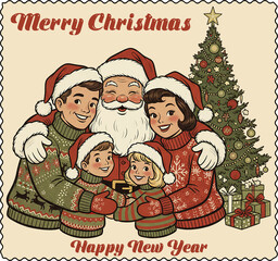 Santa Claus and Family Hug